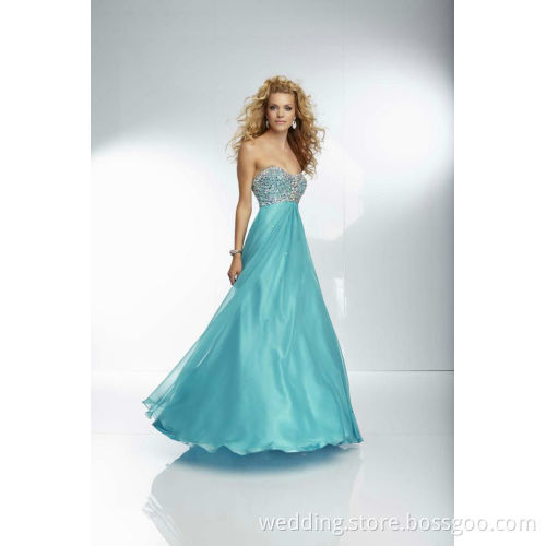 Sweetheart Beading Long Chiffon Prom Dresses